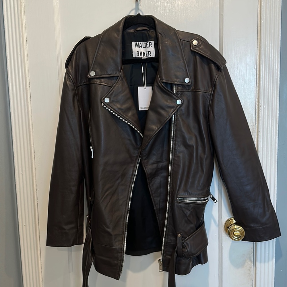 Walter Baker Chocolate Brown oversized Leather Jacket - L